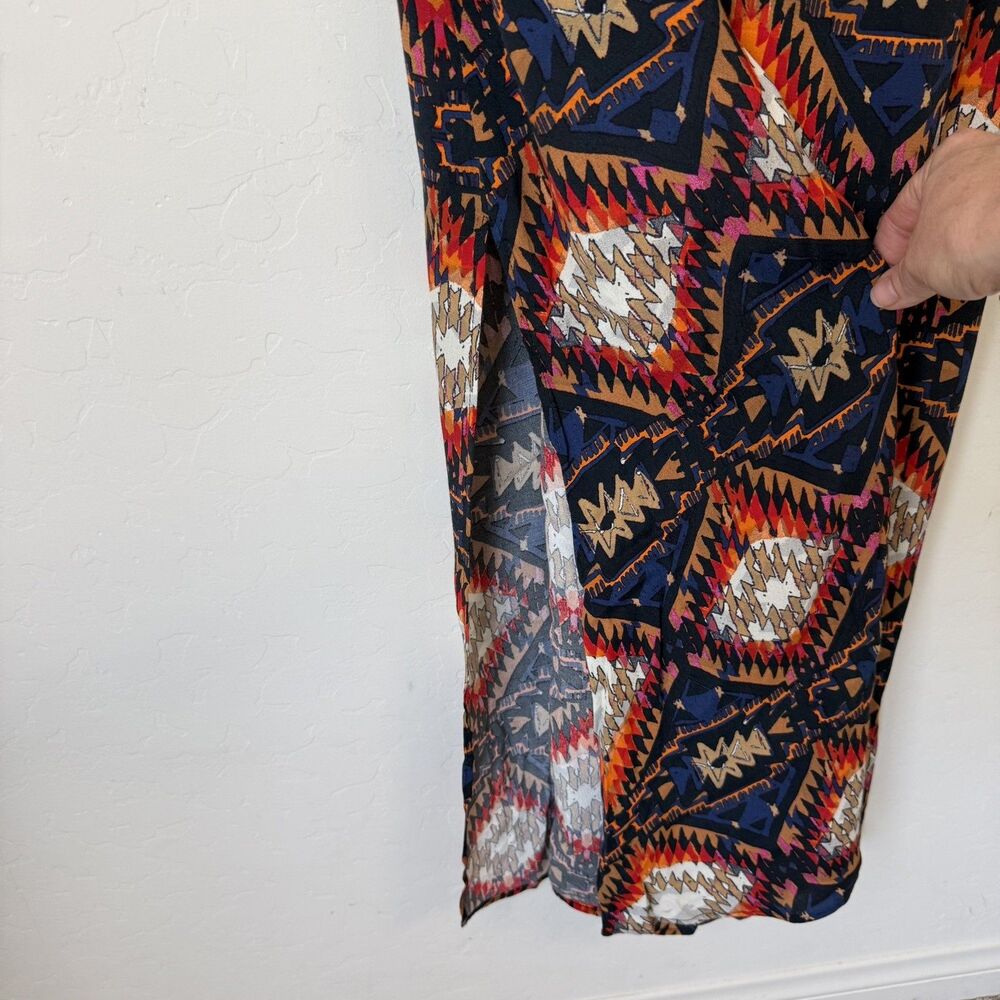 Zara Woman Small Southwestern Aztec Lightweight Midi Dress Boho Western Cowgirl - Picture 6 of 12